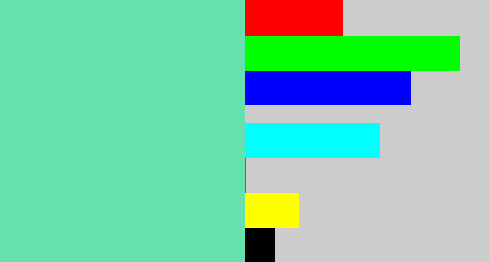 Hex color #65e0ae - light greenish blue
