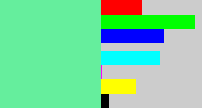 Hex color #65ee9d - light green blue