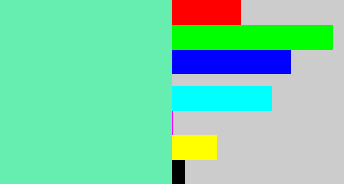 Hex color #65eeb0 - light greenish blue