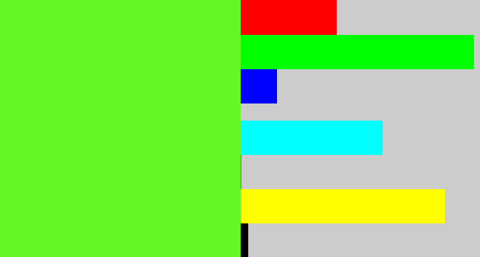 Hex color #65f725 - toxic green