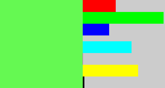 Hex color #65f952 - light bright green