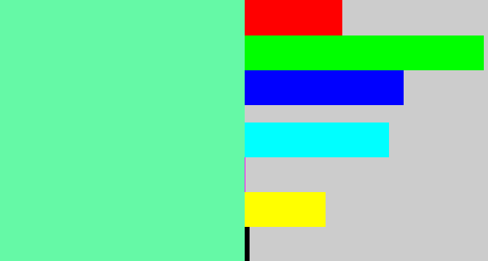 Hex color #65f9a6 - light greenish blue