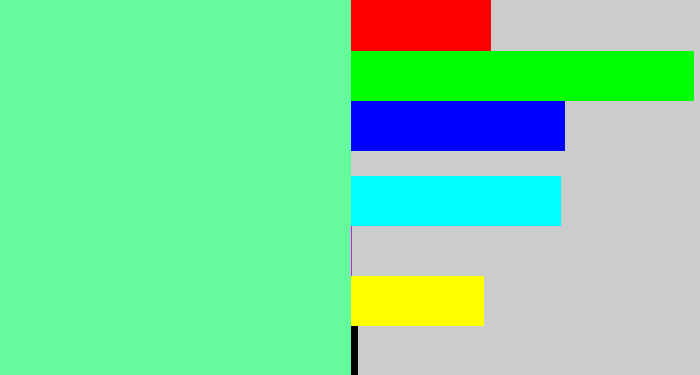 Hex color #65fb9c - light green blue