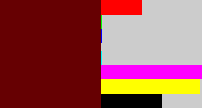 Hex color #660002 - blood