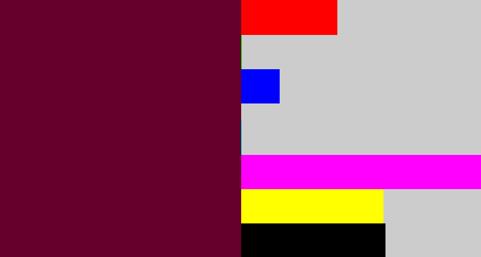 Hex color #66002a - burgundy