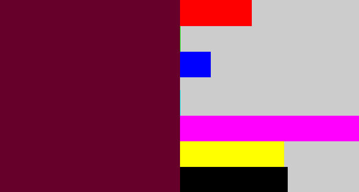 Hex color #66002b - burgundy