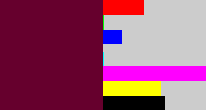 Hex color #66002d - burgundy