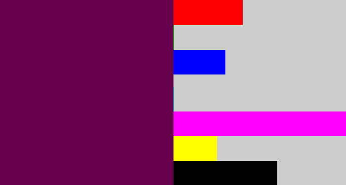 Hex color #66004c - rich purple
