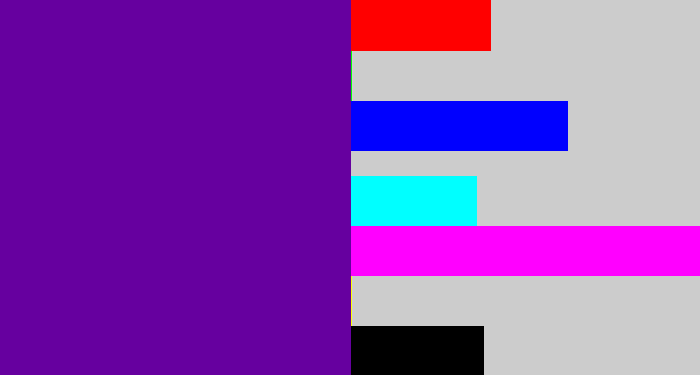 Hex color #66009f - purple