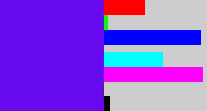 Hex color #6609ef - blue violet