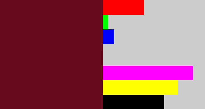 Hex color #660c1c - claret