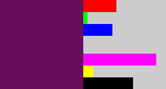 Hex color #660c5a - grape purple