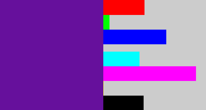 Hex color #66109c - purple