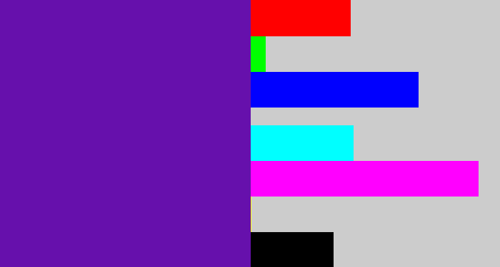 Hex color #6610ac - purple