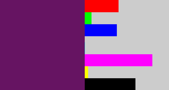 Hex color #661462 - grape purple