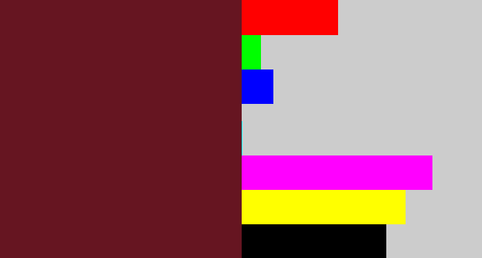 Hex color #661521 - maroon