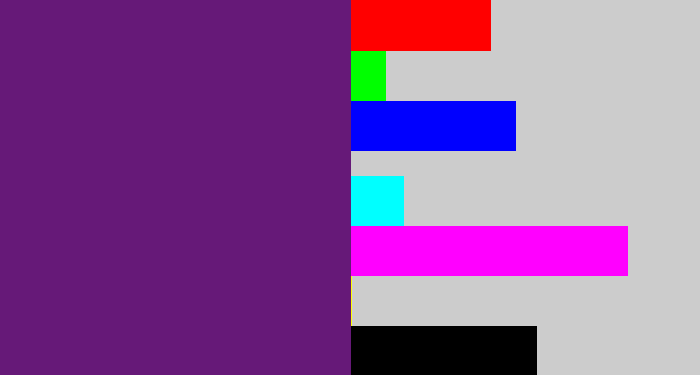 Hex color #661978 - darkish purple