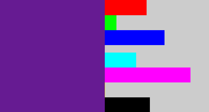 Hex color #661b92 - purple