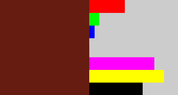 Hex color #661c10 - reddy brown