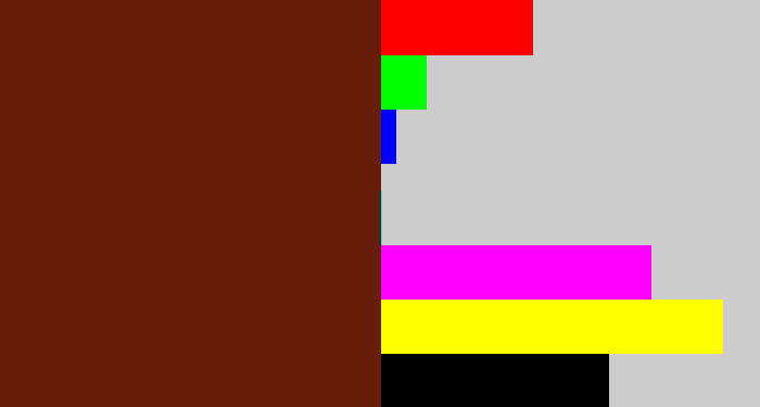 Hex color #661e0a - reddy brown