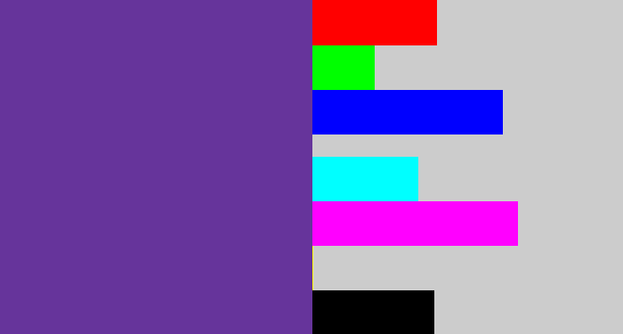 Hex color #66349b - purple