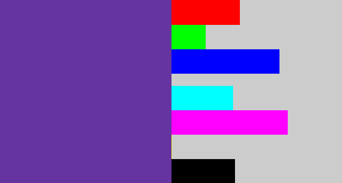 Hex color #6634a0 - purple