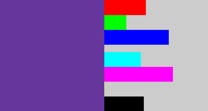 Hex color #66369d - purple