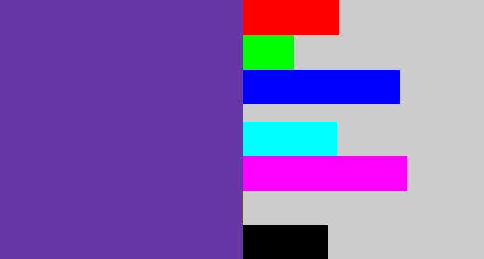 Hex color #6636a7 - bluey purple