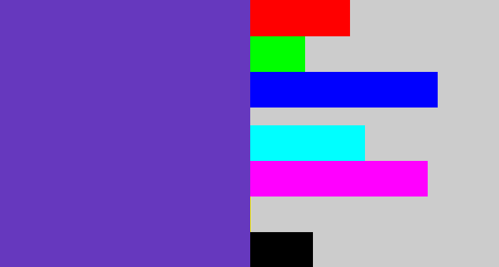 Hex color #6638be - bluey purple