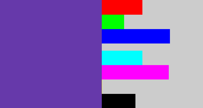 Hex color #6639aa - bluey purple