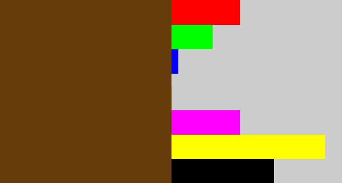 Hex color #663d0a - brown