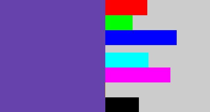 Hex color #6642ad - bluey purple