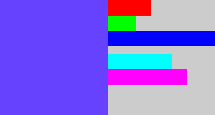 Hex color #6642fe - purpleish blue