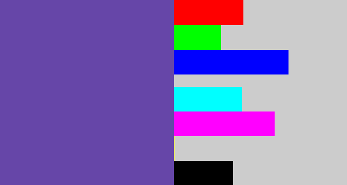 Hex color #6646a8 - bluey purple