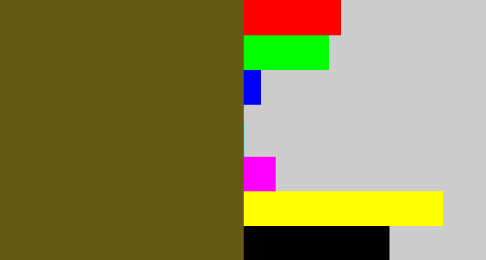 Hex color #665912 - greenish brown