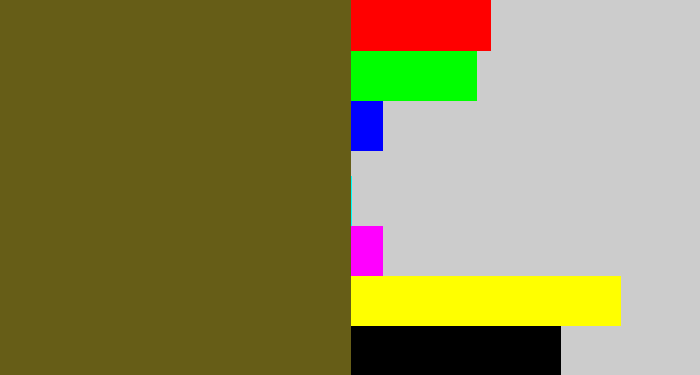 Hex color #665d17 - greenish brown