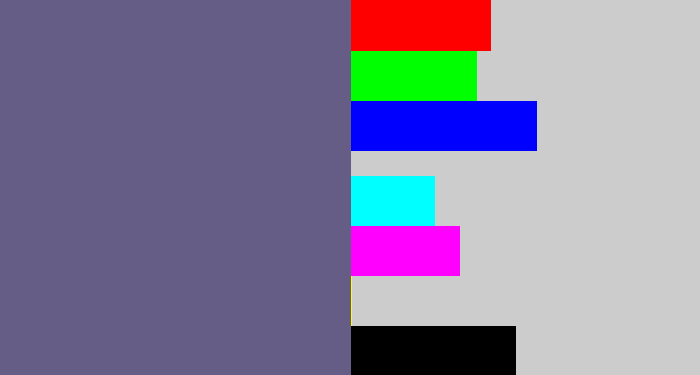 Hex color #665d86 - purplish grey