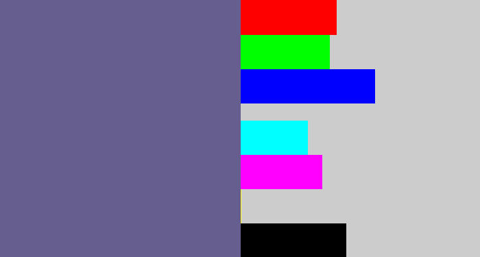 Hex color #665e8e - purplish grey