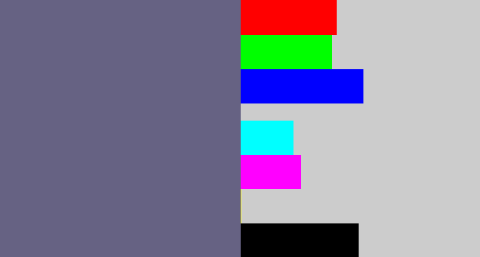 Hex color #666283 - purplish grey