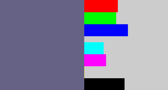 Hex color #666285 - purplish grey