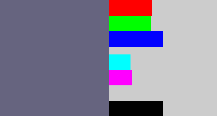 Hex color #66647f - purplish grey
