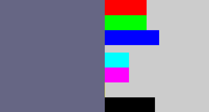 Hex color #666684 - purplish grey