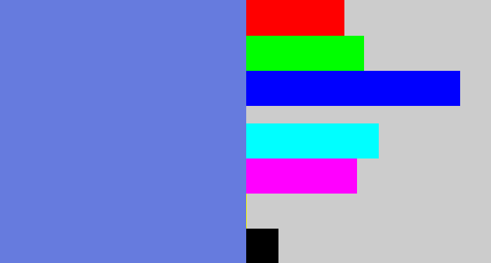 Hex color #667bde - soft blue