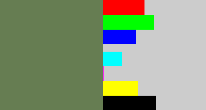 Hex color #667d52 - dark sage