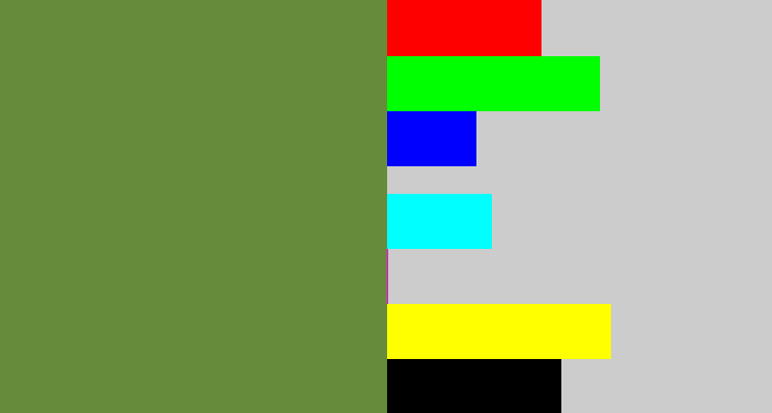 Hex color #668b3b - moss green