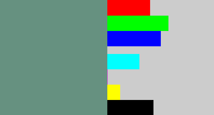 Hex color #669180 - grey teal