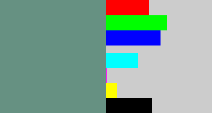 Hex color #669182 - grey teal