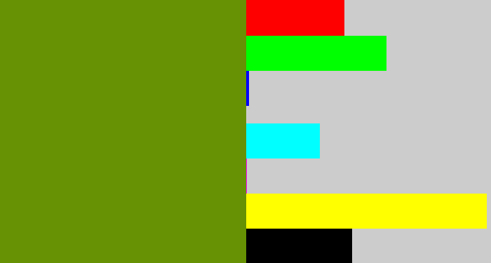 Hex color #669203 - dark yellow green