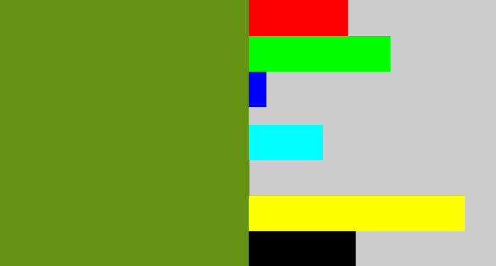 Hex color #669213 - sap green