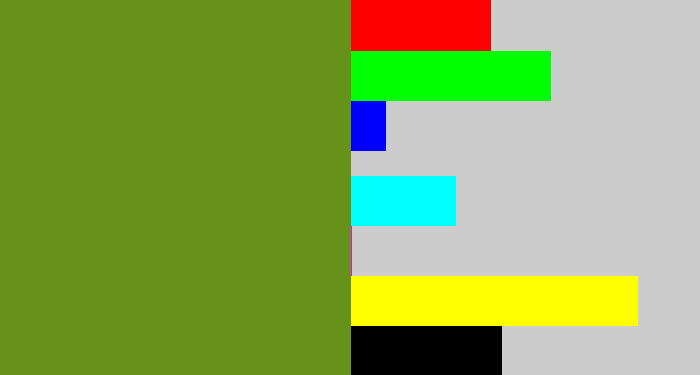 Hex color #66921a - sap green